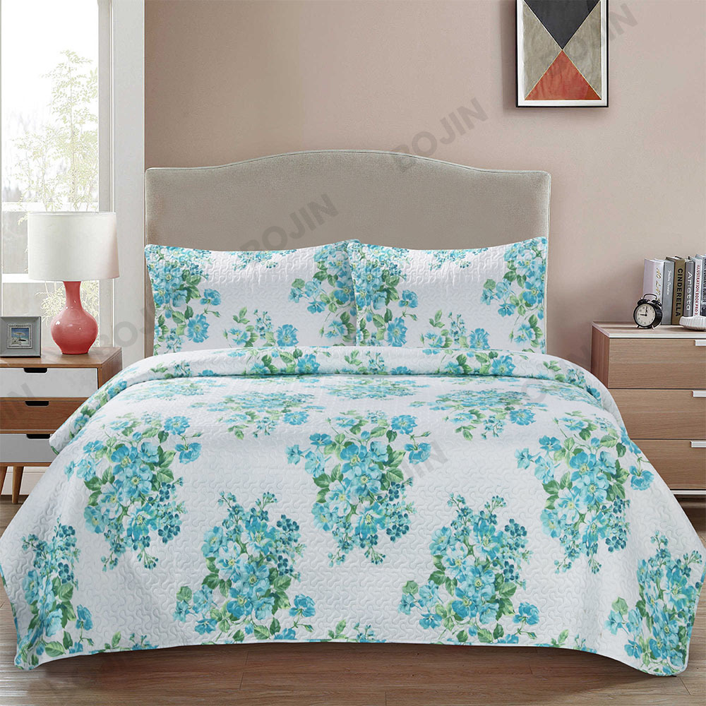 100% polyester printed microfiber ultrasonic   bedspread set bedding set