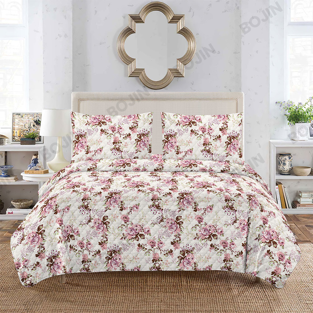 100% polyester printed microfiber ultrasonic   bedspread set bedding set