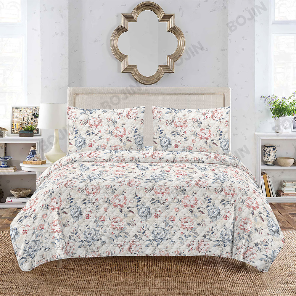 100% polyester printed microfiber ultrasonic   bedspread set bedding set