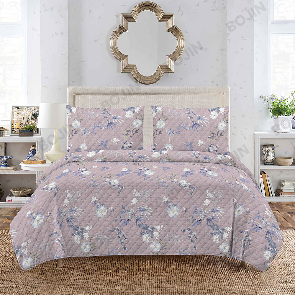 100% polyester printed microfiber ultrasonic   bedspread set bedding set