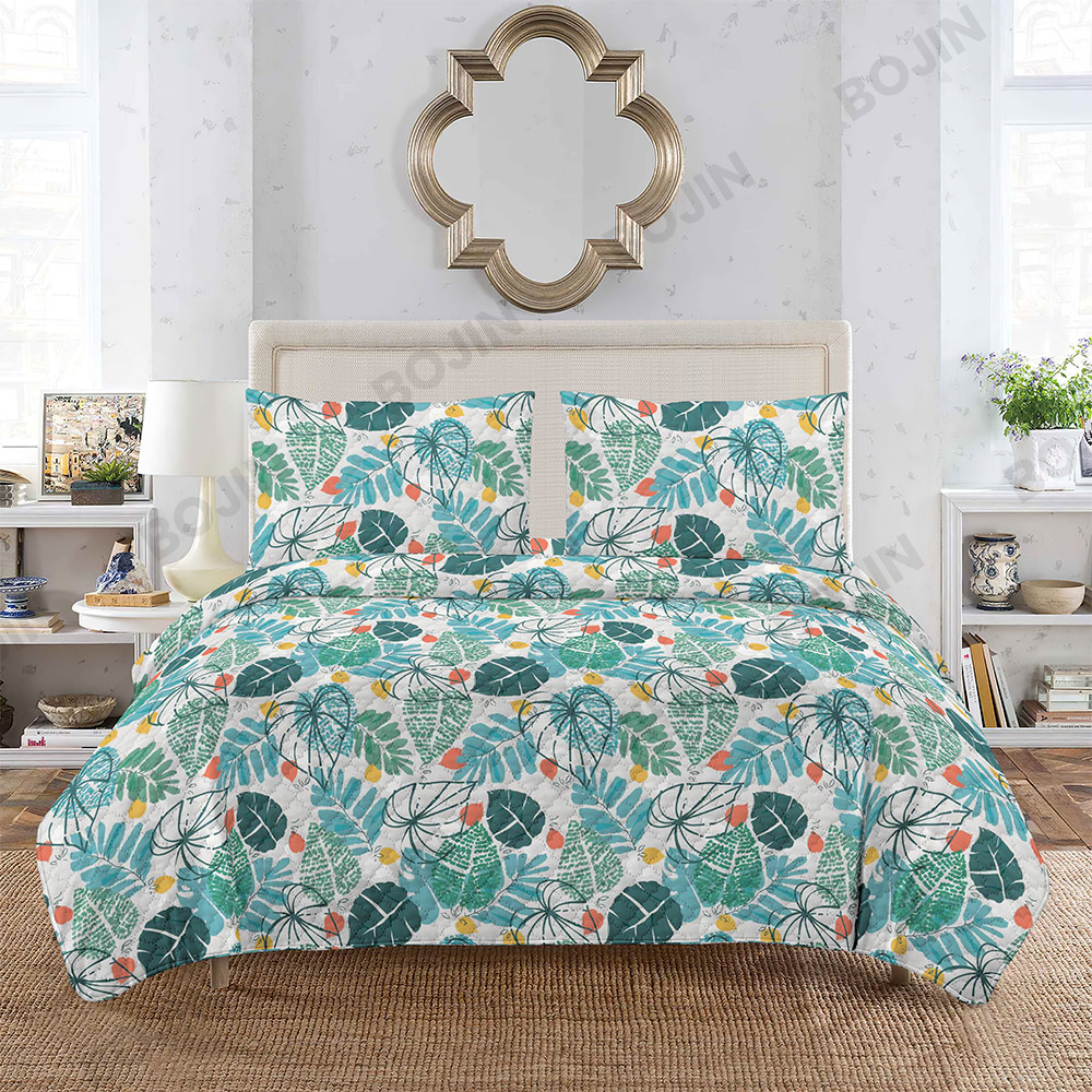 100% polyester printed microfiber ultrasonic   bedspread set bedding set