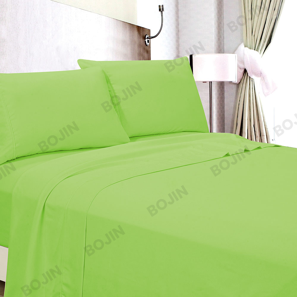 Home textile 3/4pcs luxury 100% polyester microfiber solid fitted sheet set bedding set