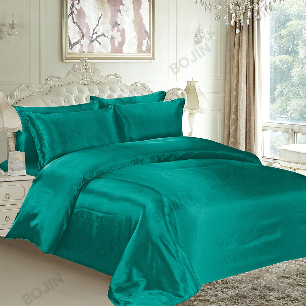 85-120gsm 2-3pcs 100% polyester Twin Size solid satin duvet set bedding set Smooth Silky