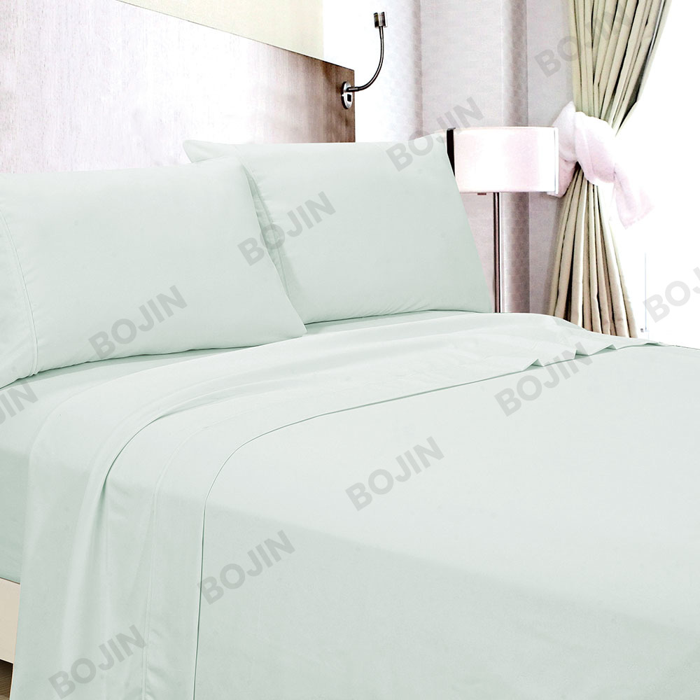 Home textile 3/4pcs luxury 100% polyester microfiber solid fitted sheet set bedding set