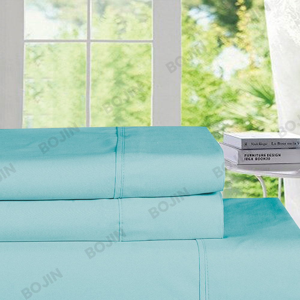 Home textile 3/4pcs luxury 100% polyester microfiber solid fitted sheet set bedding set