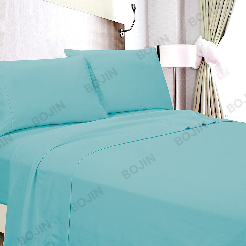 Home textile 3/4pcs luxury 100% polyester microfiber solid fitted sheet set bedding set