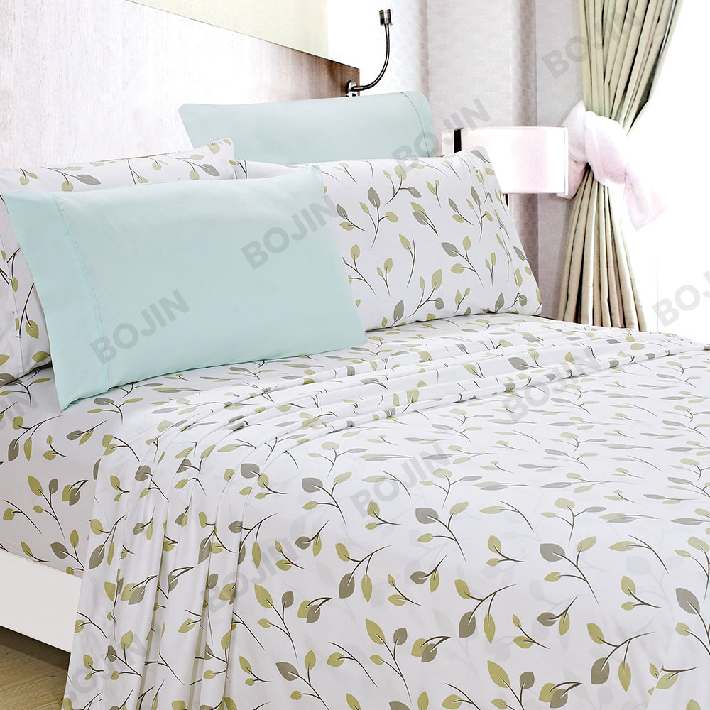 3/4pcs luxury 100% polyester microfiber printed fitted sheet set bedding set