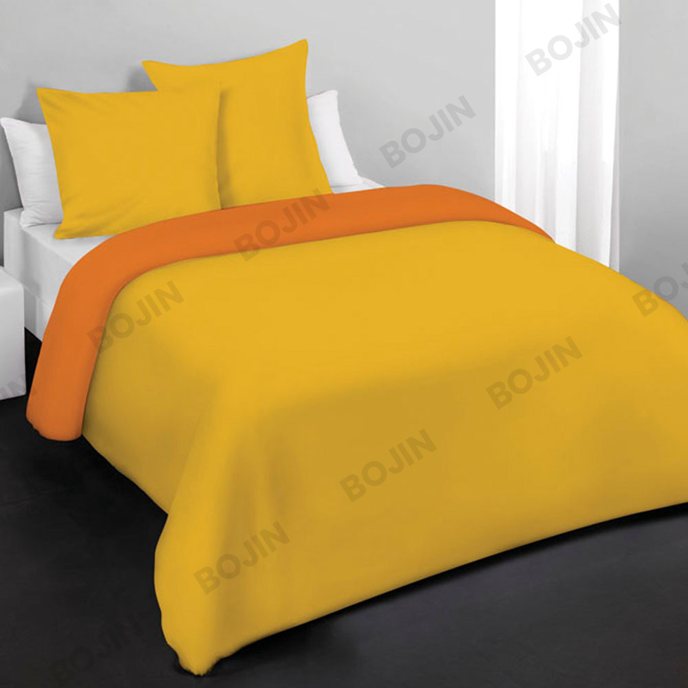 2-3pcs 100% polyester Yellow Double Duvet microfiber duvet solid bedding set