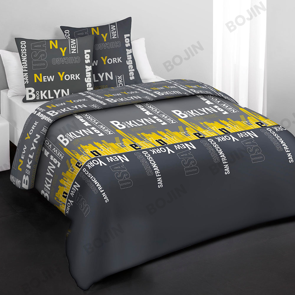 100% polyester Intelligent Design black printed microfiber Twin XL duvet bedding set