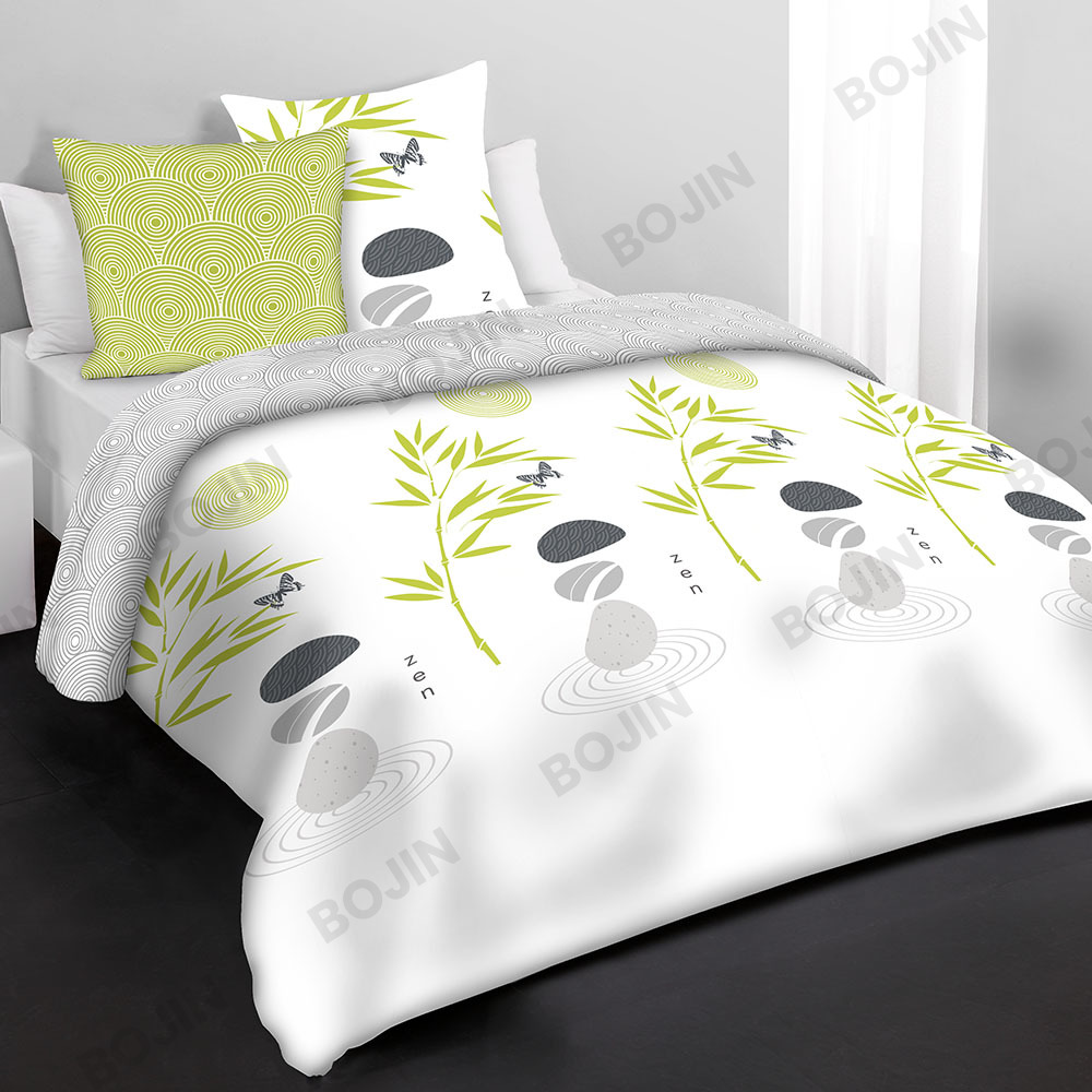 100% polyester 3-Pieces  printed microfiber duvet bedding set with Zip Ties