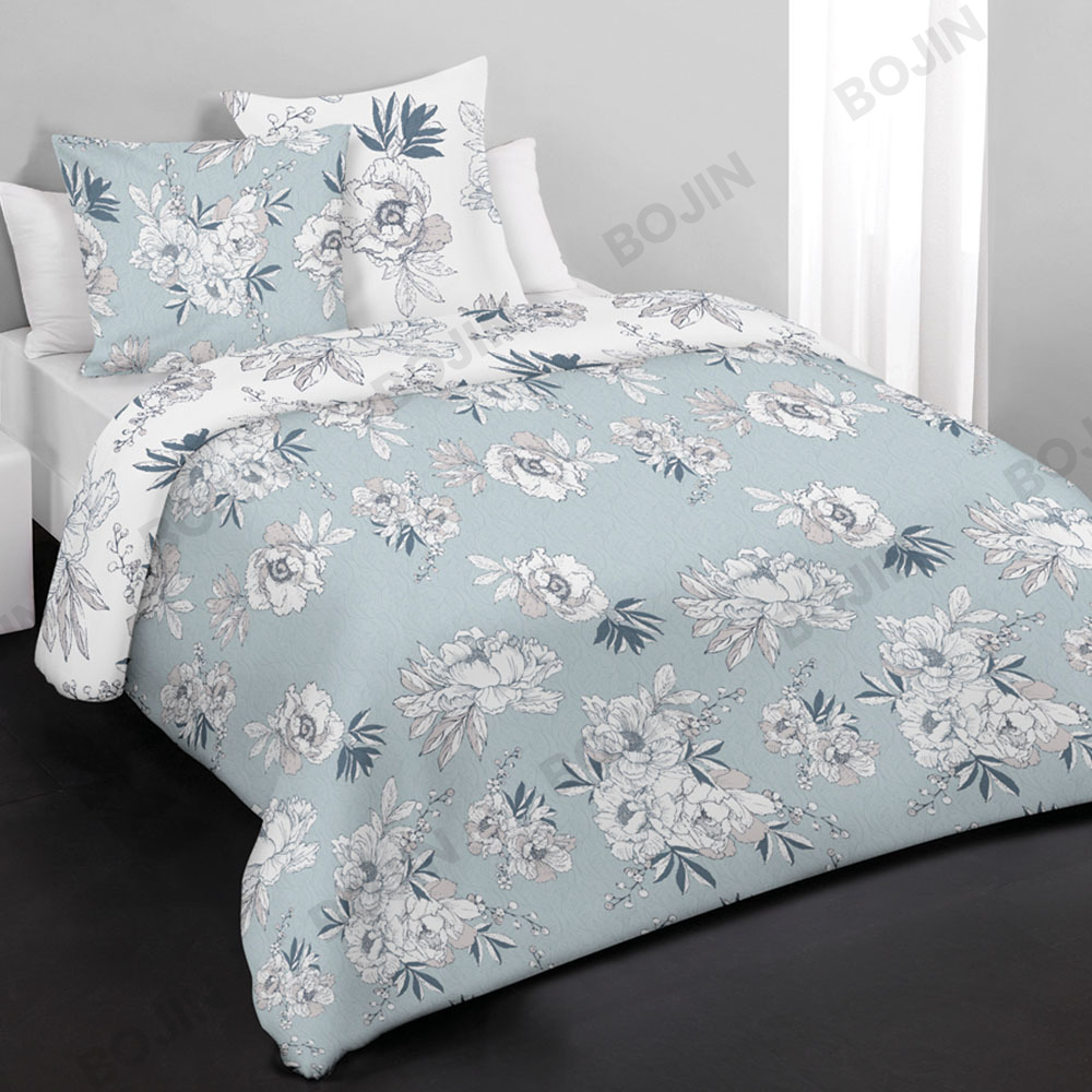 100% polyester 3-Pieces  printed microfiber duvet bedding set with Zip Ties